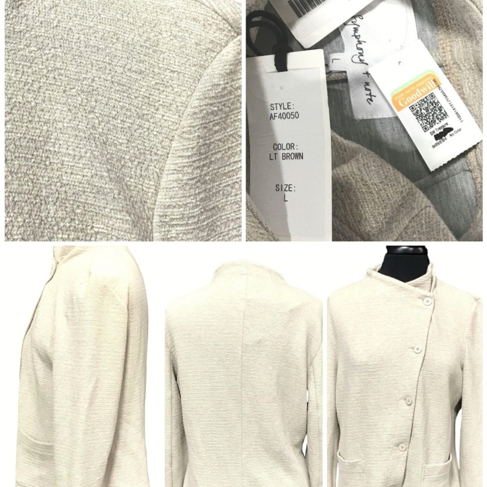 Light Brown Elegant Textured Blazer by Symphony Note